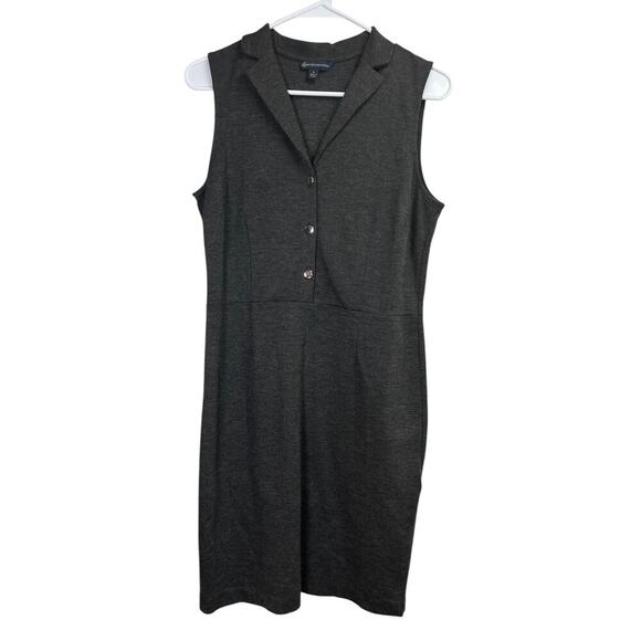 Brooks Brothers Women's Sleeveless Dark Gray Collared Buttoned Shirt Dress - Picture 1 of 10